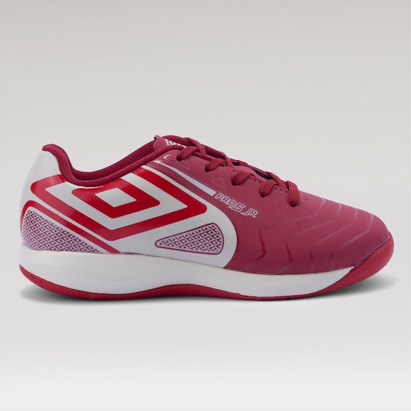 Chuteira Futsal Infantil Umbro Pro 5 | Cor: VERMELHO/BRANCO | Tamanho: 34