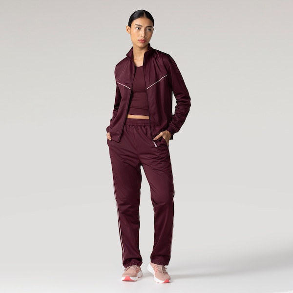 Conjunto de Agasalho Oxer Feminino Politrico Bolso Recortes | Cor: VINHO/ROSA | Tamanho: G
