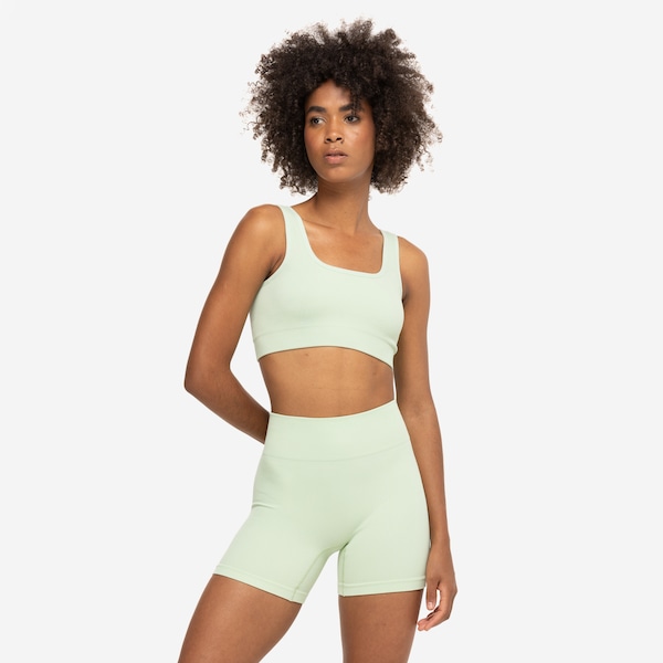 Top Fitness sem Bojo Oxer Média Sustentação Canelado Sem Costura | Cor: VERDE CLARO | Tamanho: G