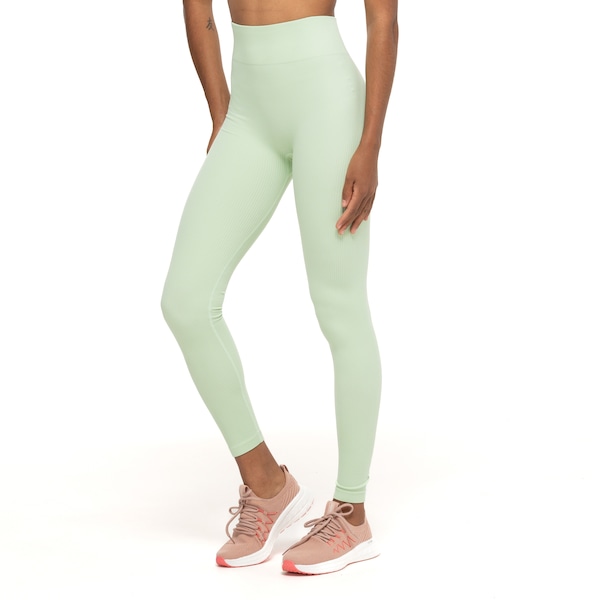 Calça Legging Feminina Oxer Canelada Sem Costura | Cor: VERDE CLARO | Tamanho: P