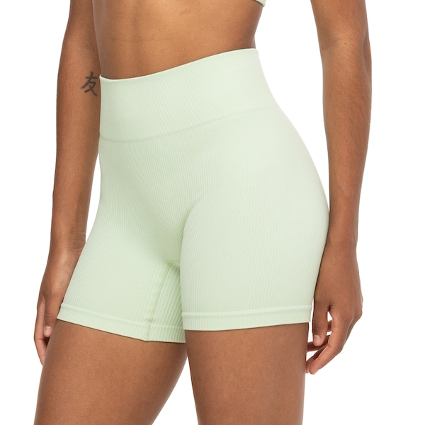 Short Feminino Oxer Canelado Sem Costura | Cor: VERDE CLARO | Tamanho: M