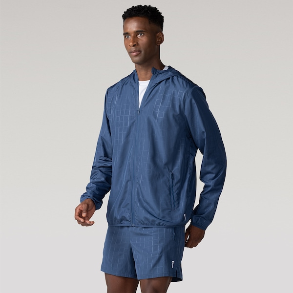 Jaqueta Corta-Vento Masculina Oxer com Capuz Tecido Plano Heat Embossed