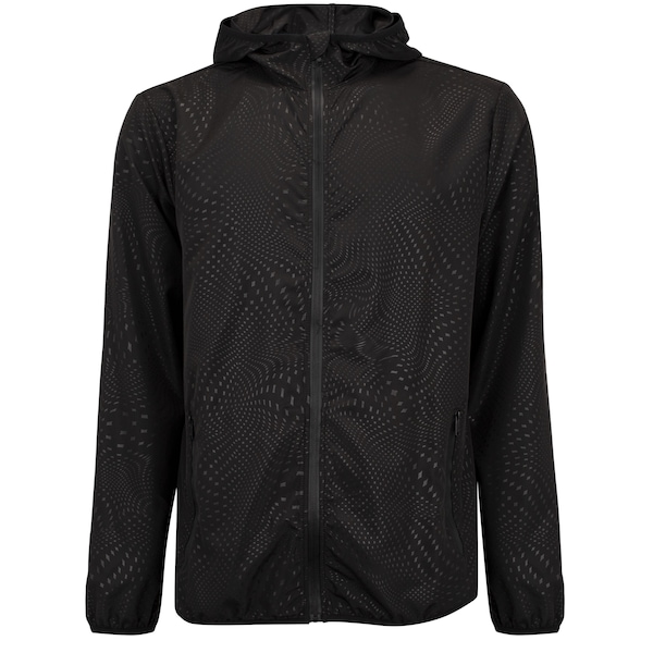 Jaqueta Corta-Vento Masculina Oxer com Capuz Tecido Plano Heat Embossed