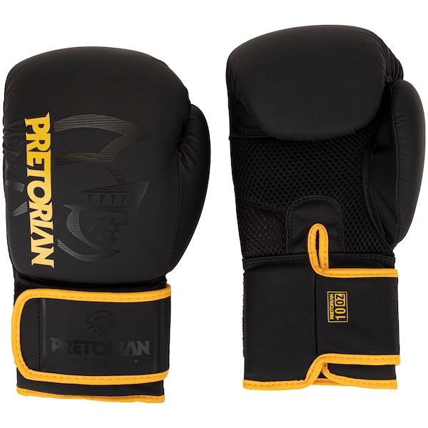 Luvas de Boxe Pretorian Muay Thai First 10 OZ Adulto | Cor: PRETO/AMARELO | Tamanho: 10