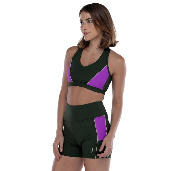 Top Fitness com Bojo Removível Oxer Alça Cruzada Textura Média Sustentação Adulto