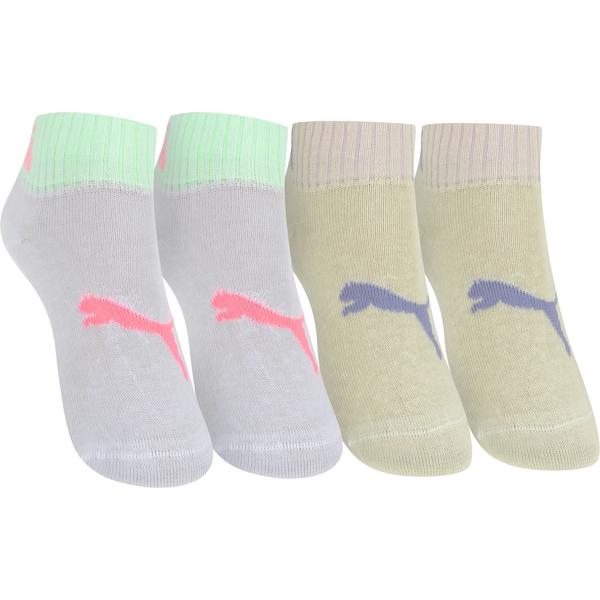 Kit de Meias Puma Cano Baixo 2 pares Infantil | Cor: BRANCO/MARROM CLA | Tamanho: 25-28