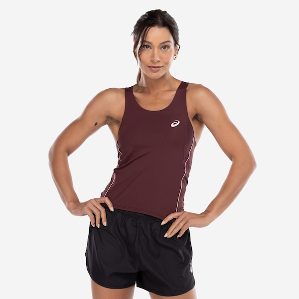 Camiseta Regata Feminina ASICS Recortes Poliamida UV