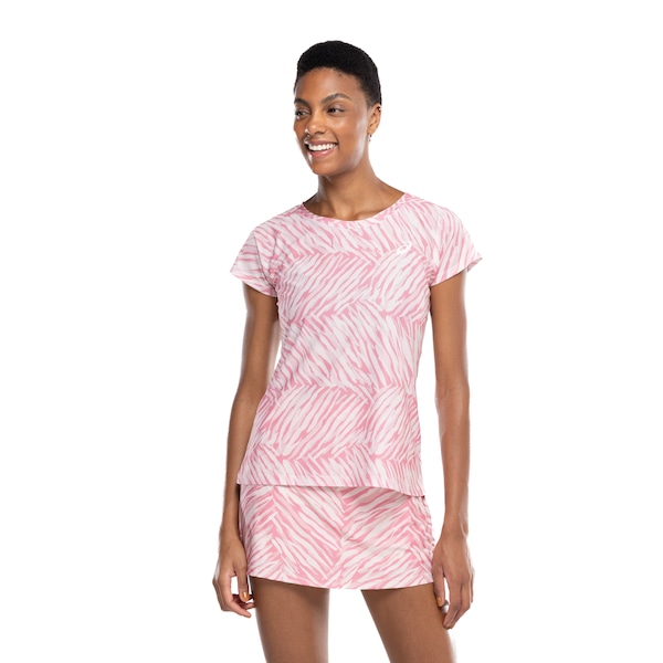 Camiseta Feminina ASICS Manga Curta Estampa Zebra Cava Tradicional