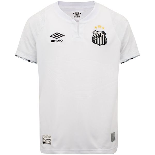 Camisa do Santos I 24 Umbro Juvenil Torcedor | Cor: BRANCO/PRETO | Tamanho: 10