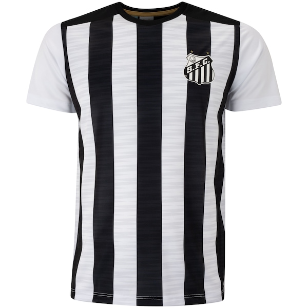 Camiseta do Santos Braziline Masculina Majestic | Cor: BRANCO/PRETO | Tamanho: P