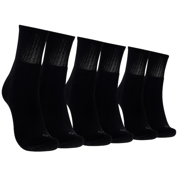 Kit de Meias Cano Médio Oxer com 3 Pares Atoalhada Tamanho 39 a 44 Adulto | Cor: PRETO | Tamanho: único
