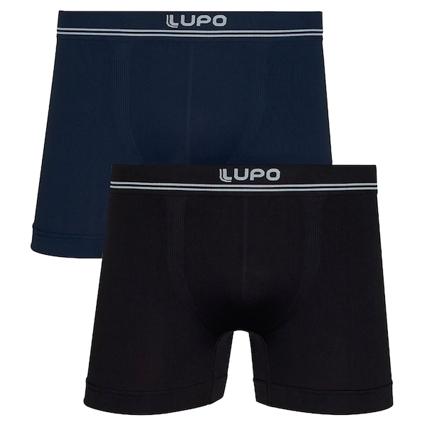 Vista 2 Kit de 2 Cuecas Lupo Boxer Sem Costura AZUL ESC/PRETO Lupo AZUL ESC/PRETO