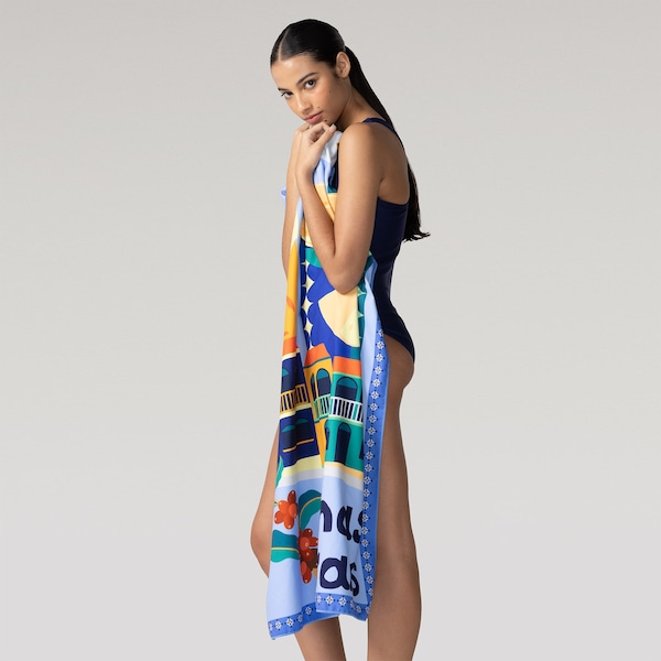 Toalha de Natação Oxer Estampada | Cor: AZUL/AZUL CLARO | Tamanho: único