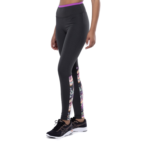 Vista 2 Calça Legging Feminina Oxer Floral Maxi II Média Compressão Cós Médio VERDE ESC/ROSA Oxer VERDE ESC/ROSA