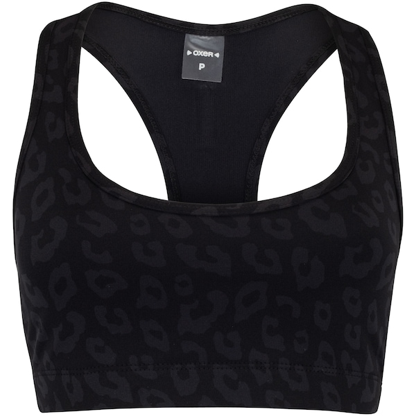 Top Fitness sem Bojo Oxer Média Sustentação Campeão Print Adulto | Cor: PRETO | Tamanho: P