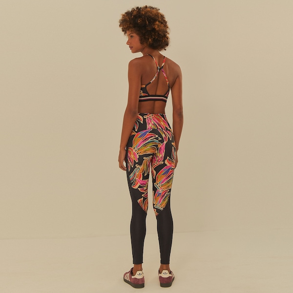 Vista 3 Calça Legging Feminina Farm Banana Artsy PRETO/ROSA FARM PRETO/ROSA