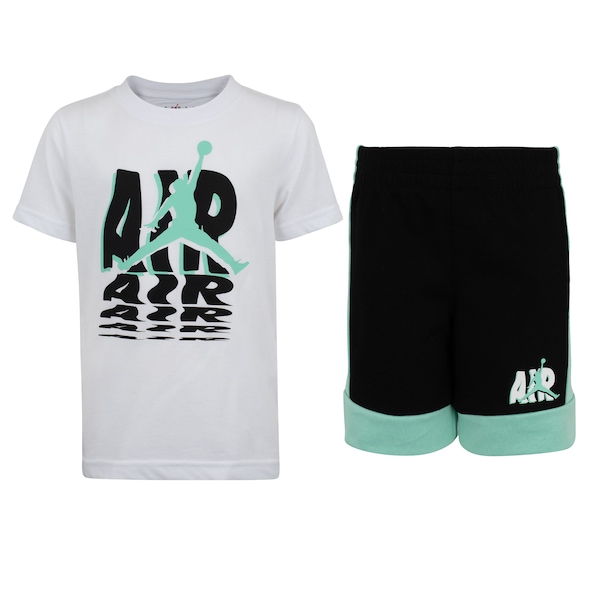 Conjunto Jordan Nike Infantil Camiseta + Bermuda Galaxy FT | Cor: BRANCO/PRETO | Tamanho: 6