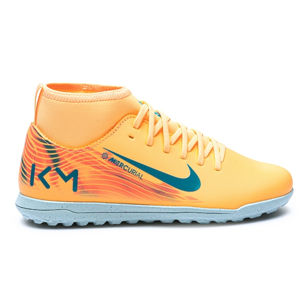 Vista 2 Chuteira Society Infantil Nike Mercurial Superfly 10 Club Mbappé LARANJA/AZUL Nike LARANJA/AZUL