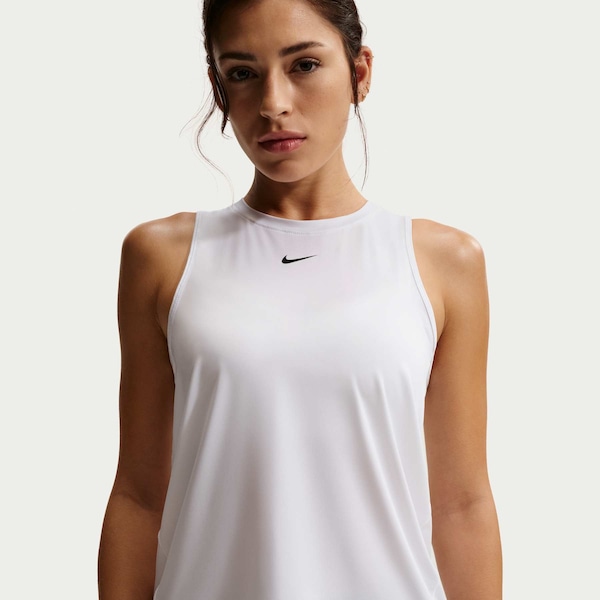 Camiseta Regata Feminina Nike Dri-fit One Classic T | Cor: BRANCO/PRETO | Tamanho: G