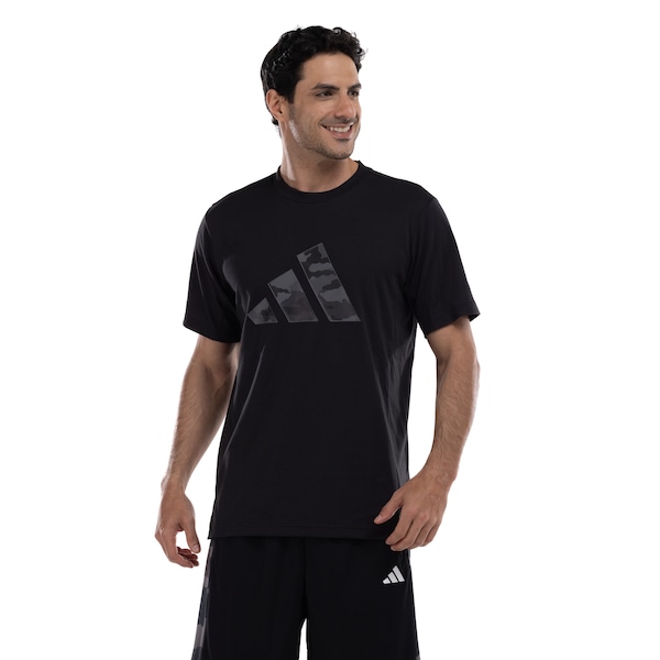 Camiseta Masculina adidas Manga Curta Logo Camuflado