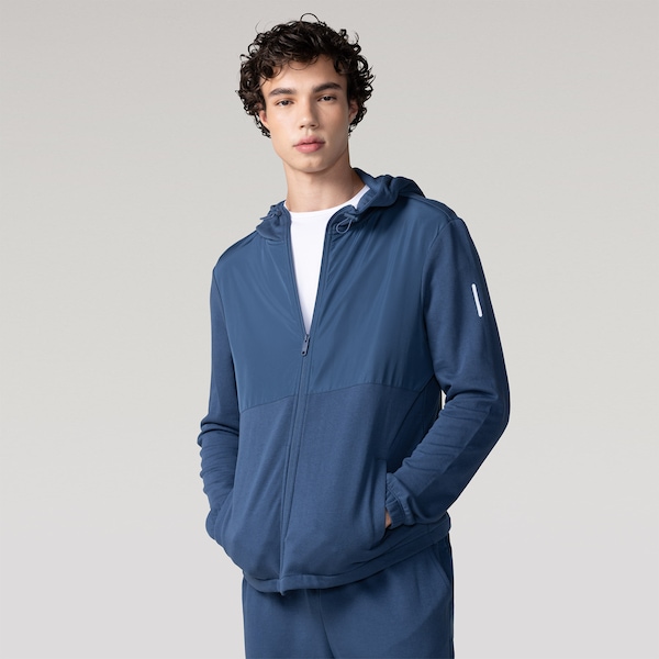 Jaqueta Masculina Moletom Plano Oxer | Cor: AZUL ESCURO | Tamanho: GG