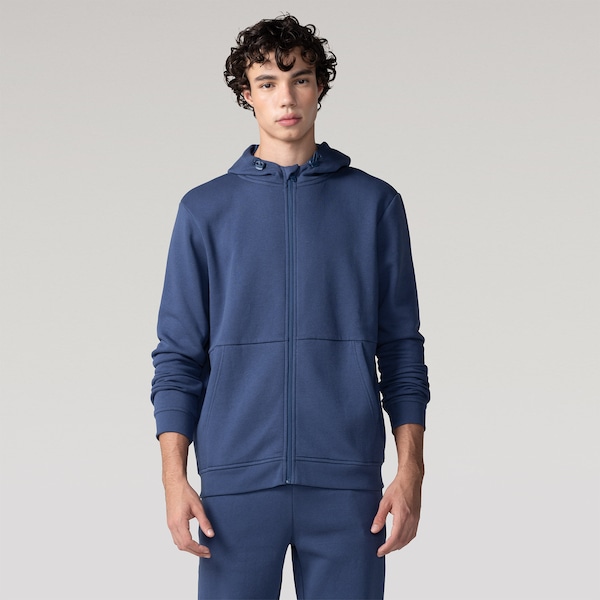 Jaqueta de Moletom Masculina Oxer com Capuz Bolso Externo Selado | Cor: AZUL ESCURO | Tamanho: P