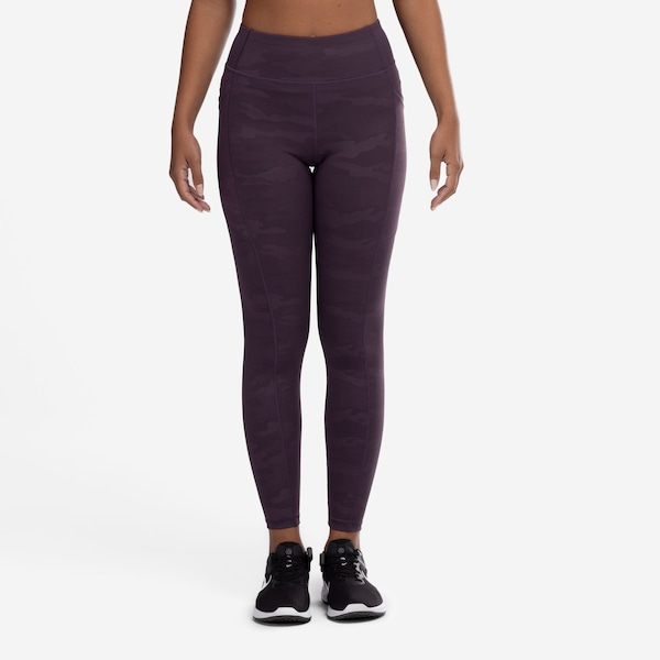 Vista 3 Calça Legging Feminina Oxer Camuflada Premium Média Compressão Cós Baixo ROXO ESCURO Oxer ROXO ESCURO