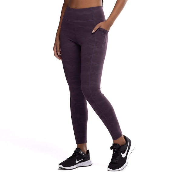 Vista 2 Calça Legging Feminina Oxer Camuflada Premium Média Compressão Cós Baixo ROXO ESCURO Oxer ROXO ESCURO