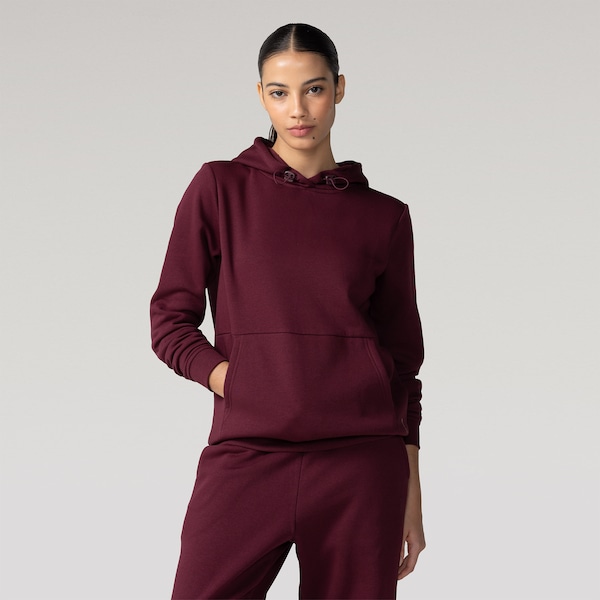 Blusa de Moletom Feminina Oxer com Capuz Canguru | Cor: VINHO | Tamanho: G