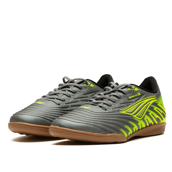 Vista 3 Chuteira Futsal Penalty Bravo Y30 Adulto CINZA/AMARELO Penalty CINZA/AMARELO