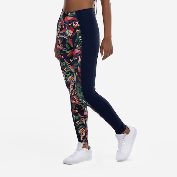 Vista 3 Calça Legging Feminina Farm Recorte Voo ássaros Cós Médio Média Compressão AZUL ESC/ROSA FARM AZUL ESC/ROSA