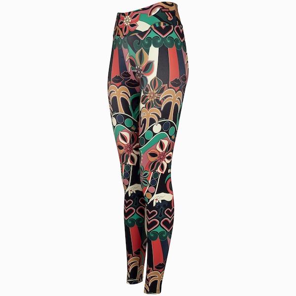 Calça Farm Legging Floresta de Cor Cós Médio Média Compressão Feminina