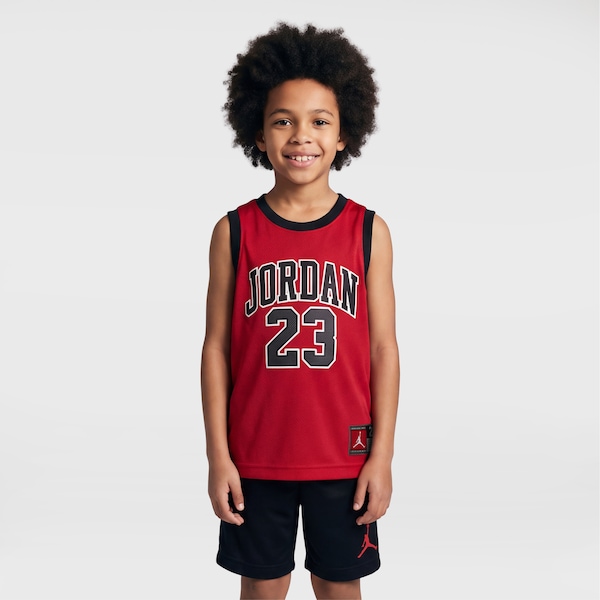 Conjunto Infantil Nike Jordan 23 Jersey Camiseta + Bermuda | Cor: VERMELHO/PRETO | Tamanho: 4-5anos