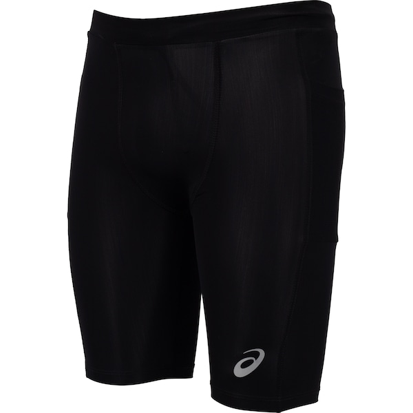 Vista 2 Bermuda ASICS Compressão PWR Refletiva Bolso Externo Masculina PRETO ASICS PRETO