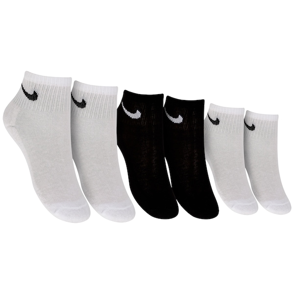 Kit de Meias Nike Gripper Ankle com 3 Pares Infantil | Cor: BRANCO/PRETO | Tamanho: 4-5anos