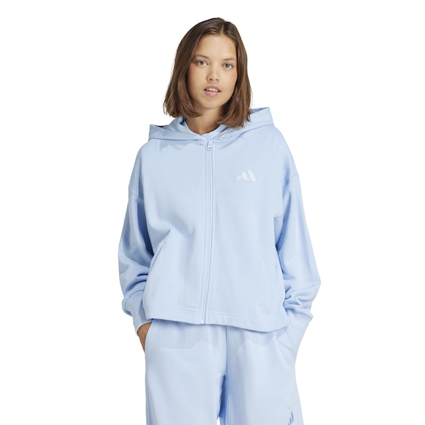 Jaqueta Feminina adidas com Capuz ALL SZN French Terry Loose | Cor: AZUL CLARO | Tamanho: GG