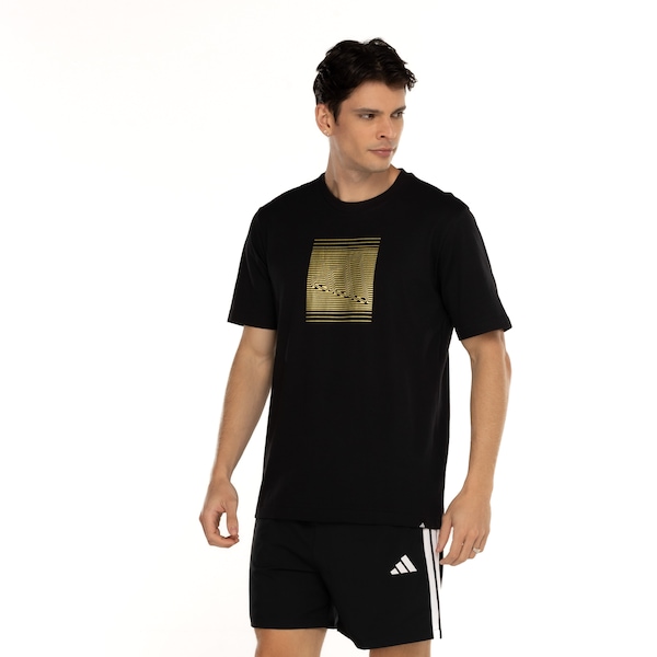 Camiseta Masculina adidas Manga Curta Estampada Tech Metallic