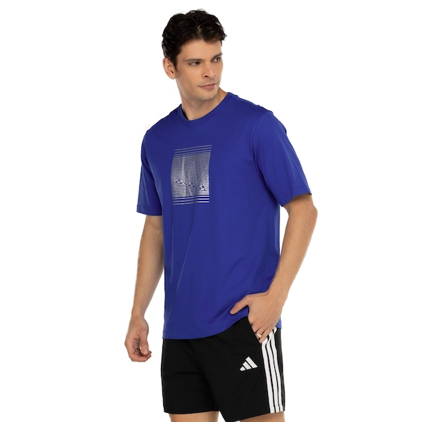 Camiseta Masculina adidas Manga Curta Estampada Tech Metallic