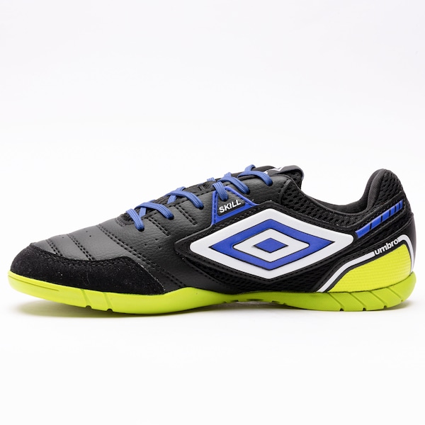 Vista 3 Chuteira Futsal Adulto Umbro Skill PRETO/VERDE Umbro PRETO/VERDE