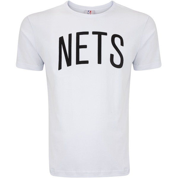 Camiseta do Brooklyn Nets NBA Masculina Manga Curta Estampada N796A | Cor: BRANCO | Tamanho: M