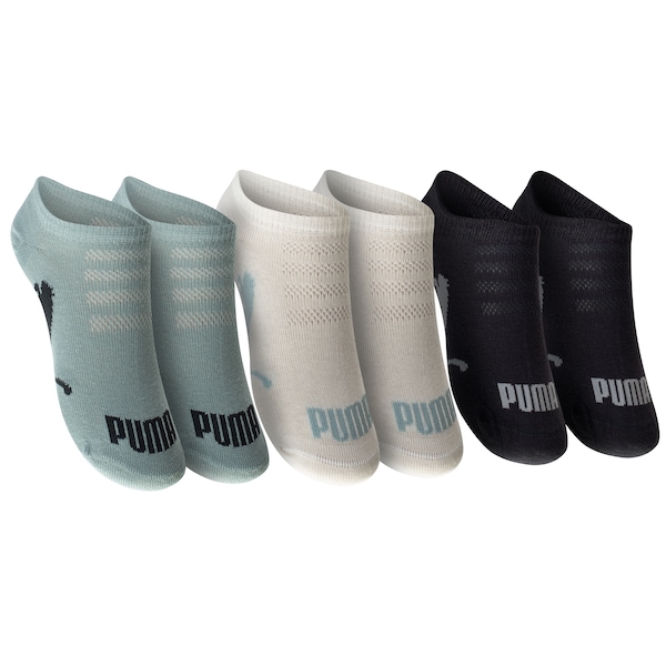 Vista 2 Kit de Meias Puma Sapatilha Invisível 3 Pares Infantil VERDE/PRETO Puma VERDE/PRETO