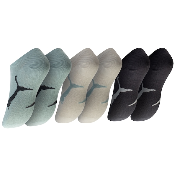 Vista 3 Kit de Meias Puma Sapatilha Invisível 3 Pares Infantil VERDE/PRETO Puma VERDE/PRETO