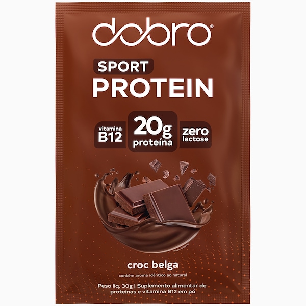 Sachê de Proteína Dobro Croc Sabor Chocolate Belga 30g