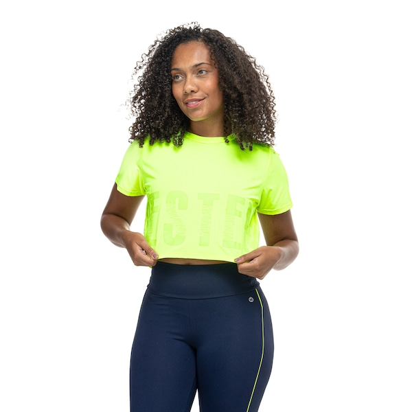 Blusa Cropped Feminina Vestem Trace Dry Fit | Cor: AMARELO FLUOR | Tamanho: M