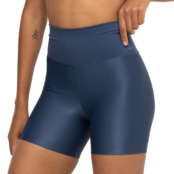 Bermuda Oxer Rib Shine Feminina | Cor: AZUL ESCURO | Tamanho: GG