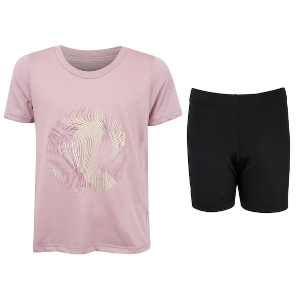 Vista 2 Conjunto Infantil Oxer Camiseta + Bermuda ROSA CLA/PRETO Oxer ROSA CLA/PRETO