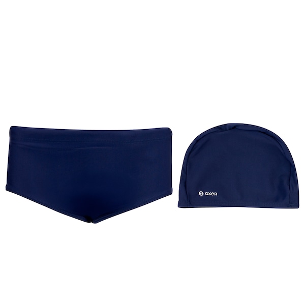 Sunga Infantil Oxer Medley com Touca | Cor: AZUL ESCURO | Tamanho: 12