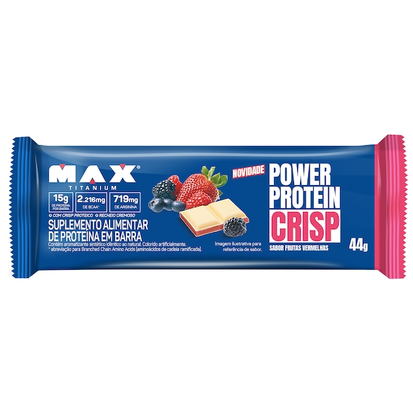 Vista 2 Barra de Proteína Power Protein Crisp Max Titanium Frutas Vermelhas 60g VERMELHO Max Titanium VERMELHO
