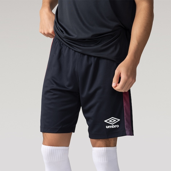 Calção Umbro Pro5 Personalizado Unissex | Cor: PRETO/VERMELHO | Tamanho: GG