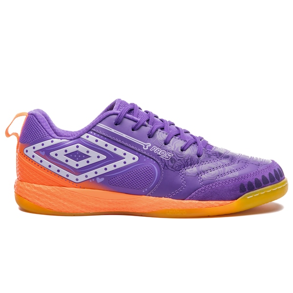 Vista 2 Chuteira Futsal Adulto Umbro Pro Bump Edição DLM Dia de los Muertos ROXO/LARANJA Umbro ROXO/LARANJA